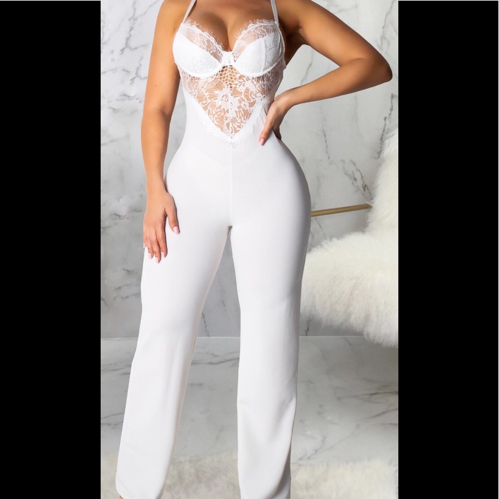 Princiana’s Lace Halter Jumpsuits
